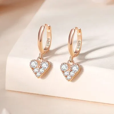 Bông Tai Bạc Nữ đính đá CZ Hình Trái Tim Cataleya LILI 173215 1