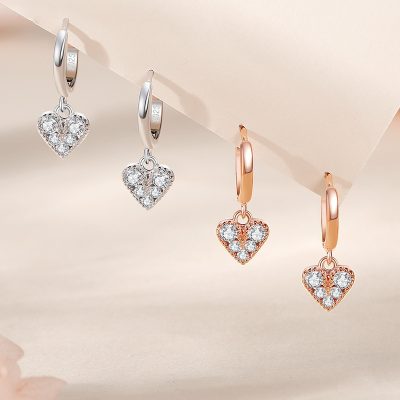 Bông Tai Bạc Nữ đính đá CZ Hình Trái Tim Cataleya LILI 173215 3