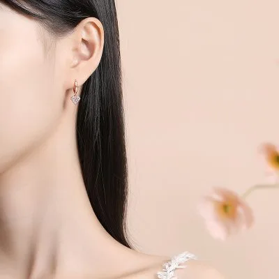 Bông Tai Bạc Nữ đính đá CZ Hình Trái Tim Cataleya LILI 173215 4