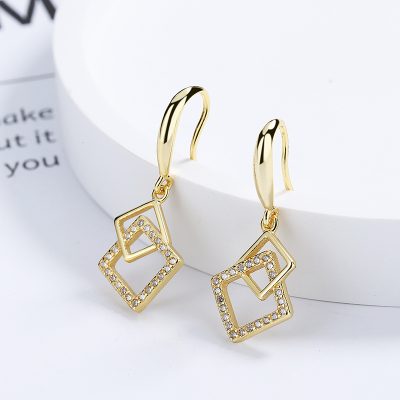 Bông Tai Bạc Nữ đính đá CZ Hình Vuông Elaina LILI 173353 5