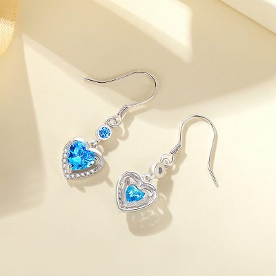 Bông Tai Bạc Nữ đính đá CZ Trái Tim Selena LILI 173199 3