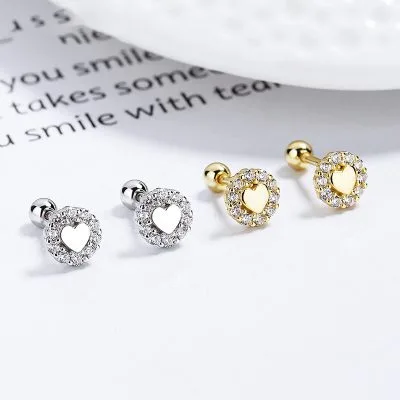 Bông Tai Bạc Nữ đính đá CZ Trái Tim Nhỏ Juliana LILI 173235 1