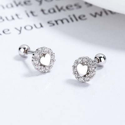 Bông Tai Bạc Nữ đính đá CZ Trái Tim Nhỏ Juliana LILI 173235 3