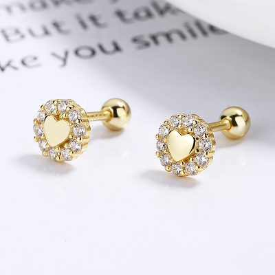 Bông Tai Bạc Nữ đính đá CZ Trái Tim Nhỏ Juliana LILI 173235 4