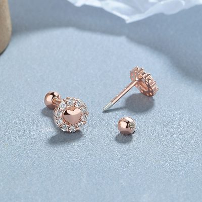 Bông Tai Bạc Nữ đính đá CZ Trái Tim Nhỏ Juliana LILI 173235 5