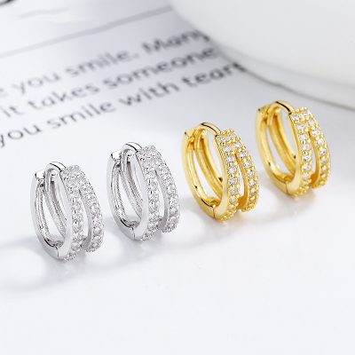 Bông Tai Bạc Nữ đính đá CZ Tròn Cách điệu Alanna LILI 173392 1