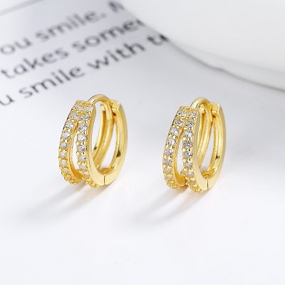 Bông Tai Bạc Nữ đính đá CZ Tròn Cách điệu Alanna LILI 173392 2