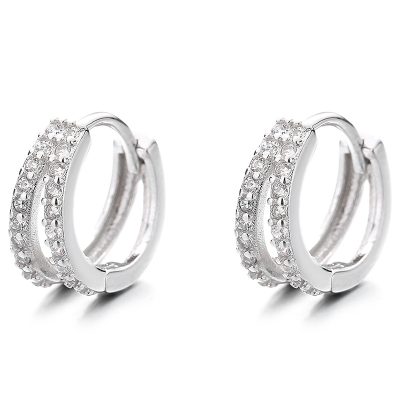 Bông Tai Bạc Nữ đính đá CZ Tròn Cách điệu Alanna LILI 173392 4