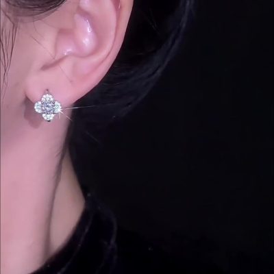 Bông Tai Bạc Nữ đính Kim Cương Moissanite Cỏ 4 Lá Emmeline LILI 174070 1