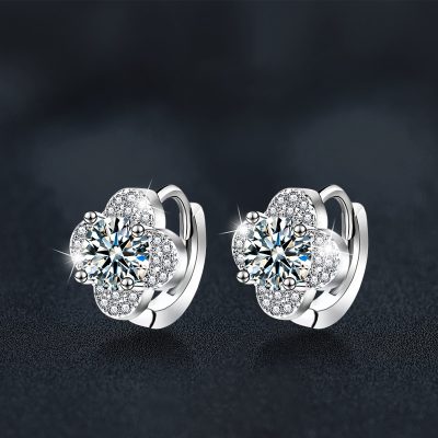 Bông Tai Bạc Nữ đính Kim Cương Moissanite Cỏ 4 Lá Emmeline LILI 174070 2