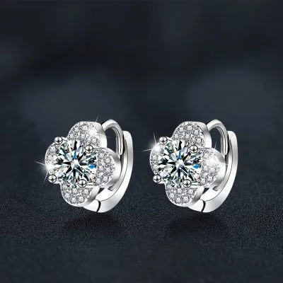 Bông Tai Bạc Nữ đính Kim Cương Moissanite Cỏ 4 Lá Emmeline LILI 174070 2
