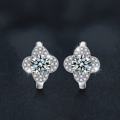 Bông Tai Bạc Nữ đính Kim Cương Moissanite Cỏ 4 Lá Emmeline LILI 174070 4