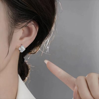Bông Tai Bạc Nữ đính Kim Cương Moissanite Cỏ 4 Lá Emmeline LILI 174070 5