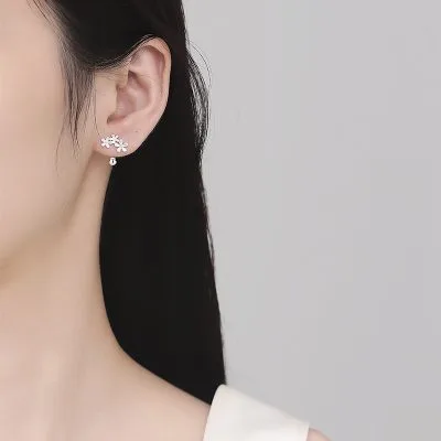 Bông Tai Bạc Nữ Hình 3 Bông Hoa Nhỏ Rowan LILI 173343 2