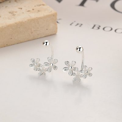 Bông Tai Bạc Nữ Hình 3 Bông Hoa Nhỏ Rowan LILI 173343 5
