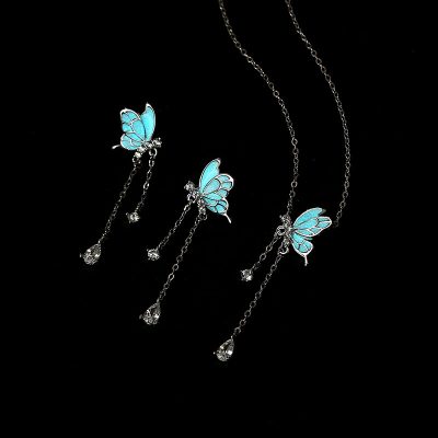 Dây Chuyền Bạc Nữ Dạ Quang đính đá CZ Hồ điệp Meilani LILI 172737 2