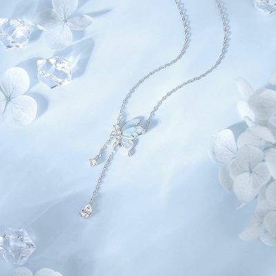 Dây Chuyền Bạc Nữ Dạ Quang đính đá CZ Hồ điệp Meilani LILI 172737 5