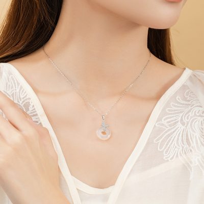 Dây Chuyền Bạc Nữ đính đá CZ, Chalcedony Hồ điệp Sadie LILI 173050 2