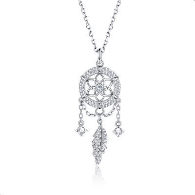 Dây Chuyền Bạc Nữ đính đá CZ Chiếc Lá Dreamcatcher LILI 173819 1