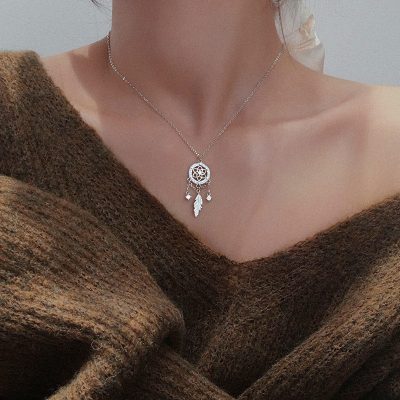 Dây Chuyền Bạc Nữ đính đá CZ Chiếc Lá Dreamcatcher LILI 173819 3