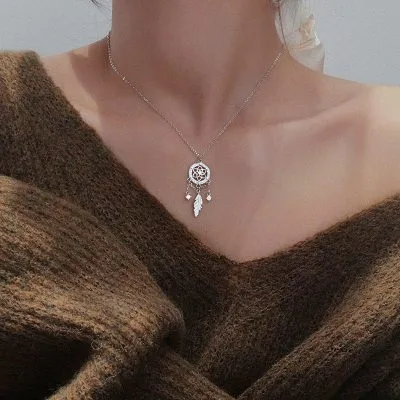 Dây Chuyền Bạc Nữ đính đá CZ Chiếc Lá Dreamcatcher LILI 173819 3
