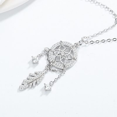 Dây Chuyền Bạc Nữ đính đá CZ Chiếc Lá Dreamcatcher LILI 173819 4