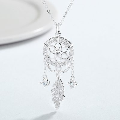 Dây Chuyền Bạc Nữ đính đá CZ Chiếc Lá Dreamcatcher LILI 173819 6