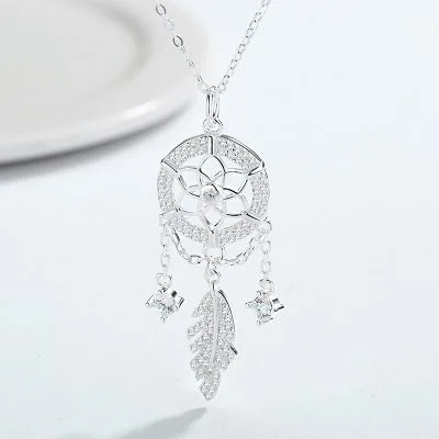 Dây Chuyền Bạc Nữ đính đá CZ Chiếc Lá Dreamcatcher LILI 173819 6