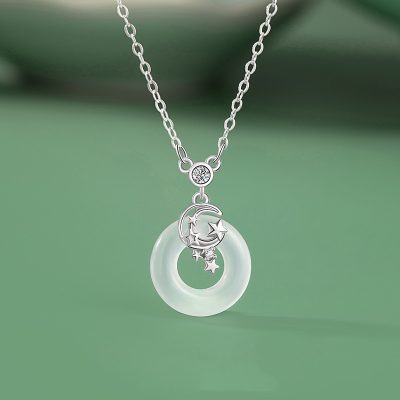 Dây Chuyền Bạc Nữ đính đá CZ đồng điếu Trăng Sao Genesis LILI 173036 1