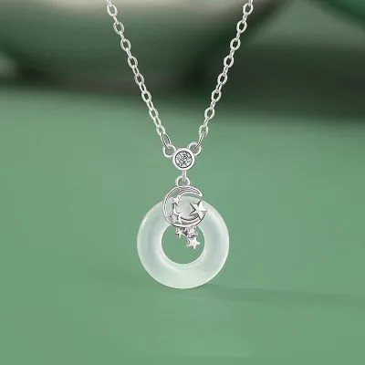 Dây Chuyền Bạc Nữ đính đá CZ đồng điếu Trăng Sao Genesis LILI 173036 1