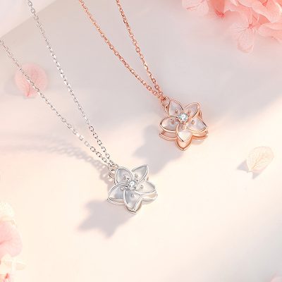 Dây Chuyền Bạc Nữ đính đá CZ Hình Hoa Nhài Helen LILI 173105 1