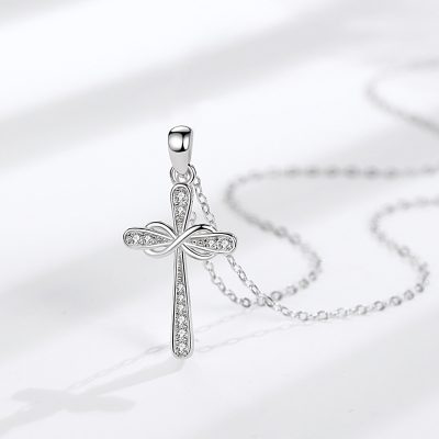 Dây Chuyền Bạc Nữ đính đá CZ Hình Thánh Giá Vô Cực Alicia LILI 173093 2