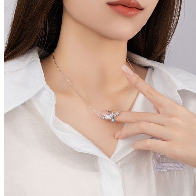 Dây Chuyền Bạc Nữ đính đá CZ Hình Thiên Nga Paisley LILI 173011 2