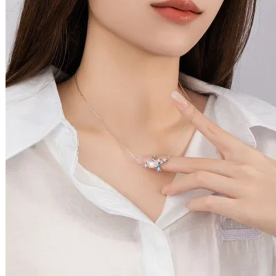 Dây Chuyền Bạc Nữ đính đá CZ Hình Thiên Nga Paisley LILI 173011 2