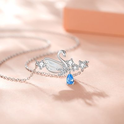 Dây Chuyền Bạc Nữ đính đá CZ Hình Thiên Nga Paisley LILI 173011 3