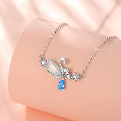 Dây Chuyền Bạc Nữ đính đá CZ Hình Thiên Nga Paisley LILI 173011 4