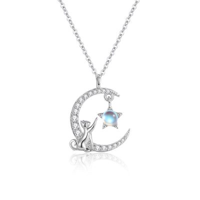 Dây Chuyền Bạc Nữ đính đá CZ Mèo Mặt Trăng Arleth LILI 173073 5