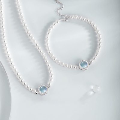 Dây Chuyền Bạc Nữ đính đá CZ, Ngọc Trai Victoria LILI 173025 1