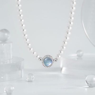 Dây Chuyền Bạc Nữ đính đá CZ, Ngọc Trai Victoria LILI 173025 4