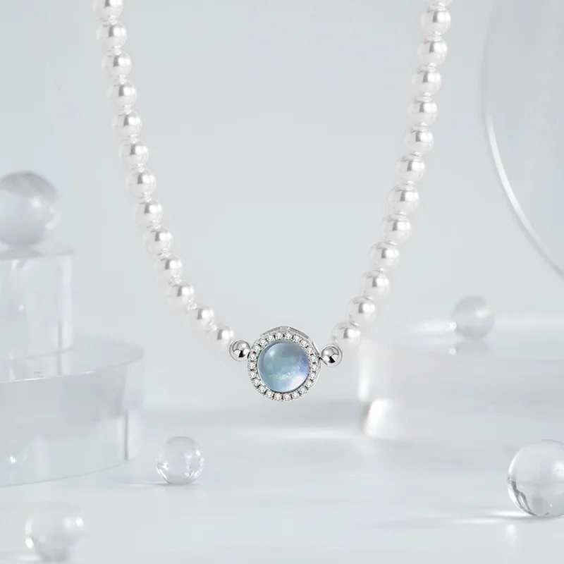Dây Chuyền Bạc Nữ đính đá CZ, Ngọc Trai Victoria LILI 173025 4