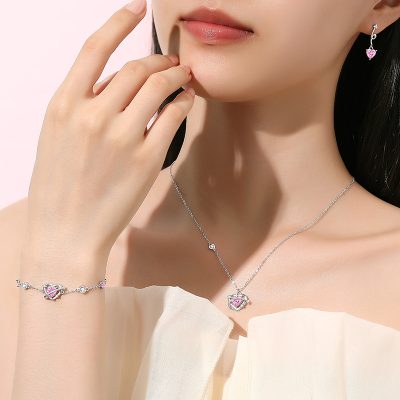 Dây Chuyền Bạc Nữ đính đá CZ Trái Tim Tình Yêu Emily LILI 172816 2