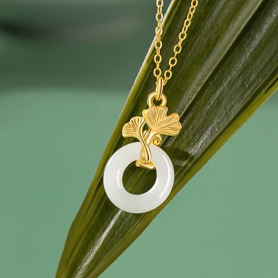 Dây Chuyền Bạc Nữ đính đá Chalcedony Lá Bạch Quả Stella LILI 173043 4