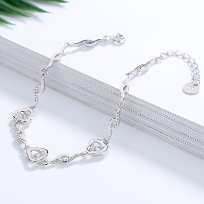 Lắc Tay Bạc Nữ đính đá CZ Cỏ 3 Lá Gemma LILI 172475 2