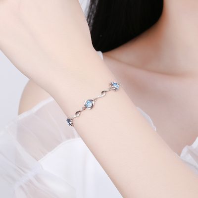 Lắc Tay Bạc Nữ đính đá CZ Cỏ 3 Lá Gemma LILI 172475 3