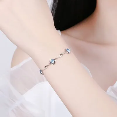 Lắc Tay Bạc Nữ đính đá CZ Cỏ 3 Lá Gemma LILI 172475 3