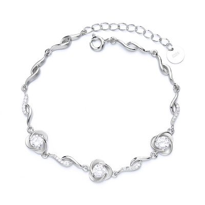 Lắc Tay Bạc Nữ đính đá CZ Cỏ 3 Lá Gemma LILI 172475 4