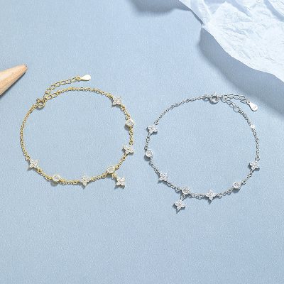 Lắc Tay Bạc Nữ đính đá CZ Cỏ 4 Lá Emery LILI 172399 3