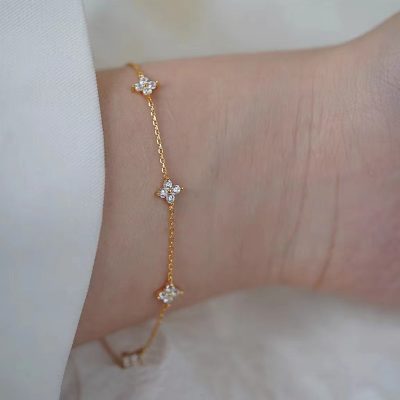Lắc Tay Bạc Nữ đính đá CZ Cỏ 4 Lá Emery LILI 172399 6