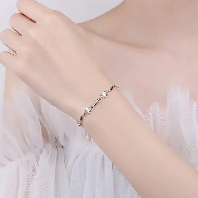 Lắc Tay Bạc Nữ đính đá CZ Cỏ 4 Lá Isabelle LILI 172465 1