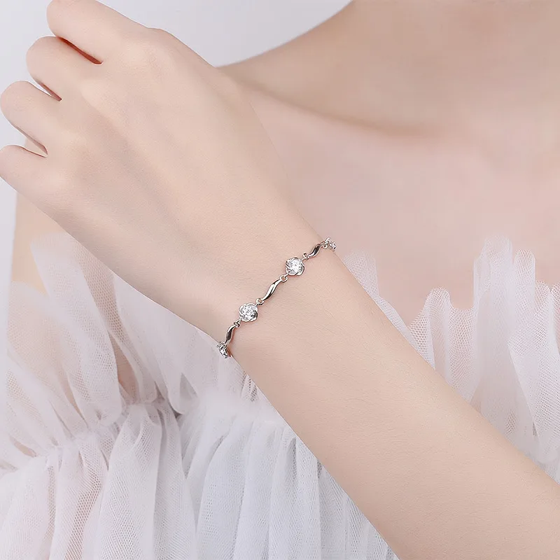 Lắc Tay Bạc Nữ đính đá CZ Cỏ 4 Lá Isabelle LILI 172465 1